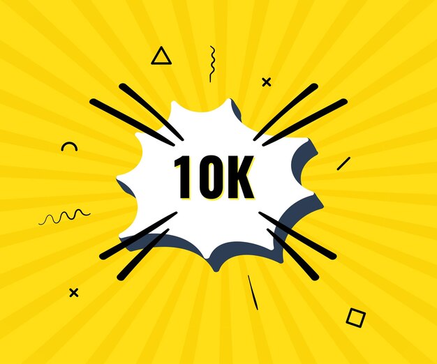 Fondo de cartel de banner de burbuja de discurso cómico de 10k seguidores