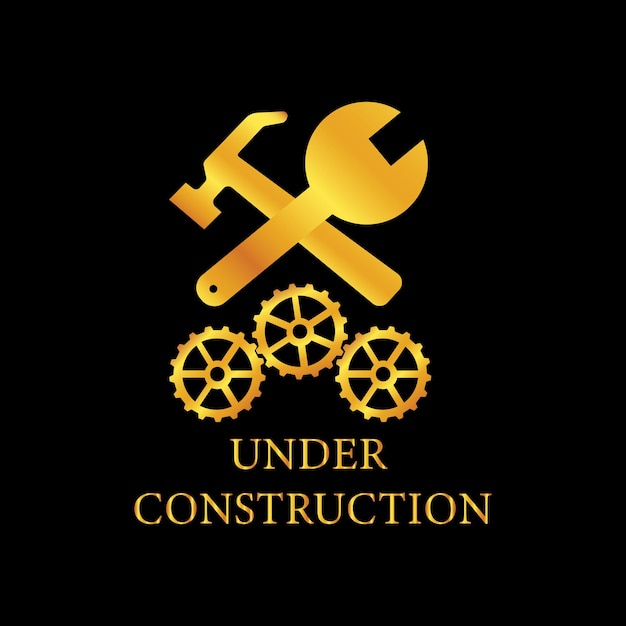 Vector fondo de cartel dorado en construcción