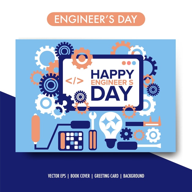 Vector fondo de cartel de feliz día del ingeniero