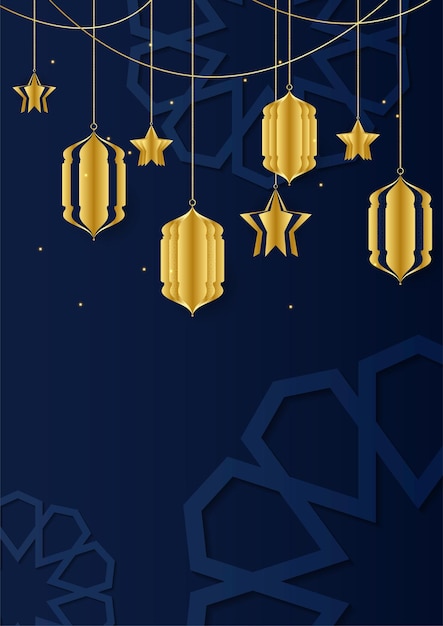 Vector fondo de cartel islámico de moda con patrón árabe de mezquita linterna luna y media luna se puede utilizar para tarjeta de felicitación cartel banner invitación folleto ramadan eid adha iftar invitación