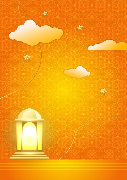 Fondo de cartel islámico de moda con patrón árabe de mezquita linterna luna y media luna Se puede utilizar para tarjeta de felicitación cartel banner invitación folleto ramadan eid adha iftar invitación