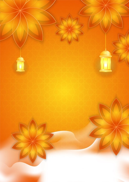 Fondo de cartel islámico de moda con patrón árabe de mezquita linterna luna y media luna Se puede utilizar para tarjeta de felicitación cartel banner invitación folleto ramadan eid adha iftar invitación