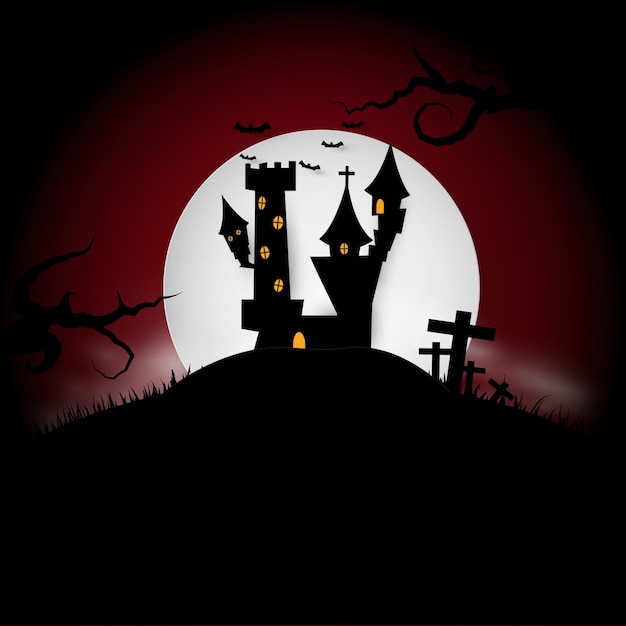 Fondo con una casa embrujada para halloween