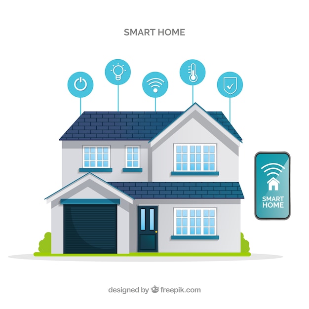 Vector fondo de casa inteligente en estilo plano