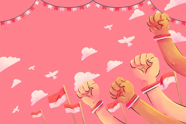El fondo de la celebración de la acuarela sumpah pemuda
