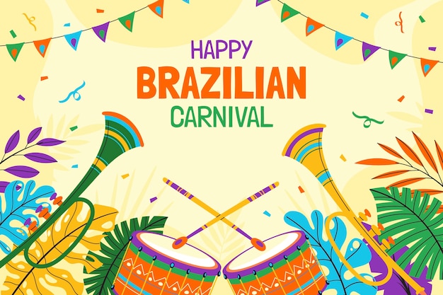 Vector fondo de celebración de carnaval brasileño plano