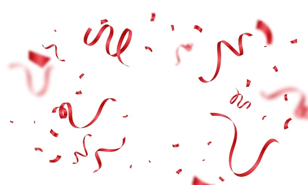 Fondo de celebración con confeti rojo en zigzag que cae ilustración vectorial