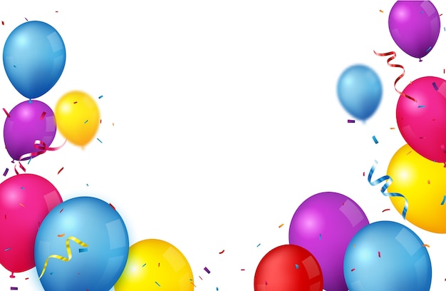 Vector fondo de celebración de cumpleaños colorido con globos