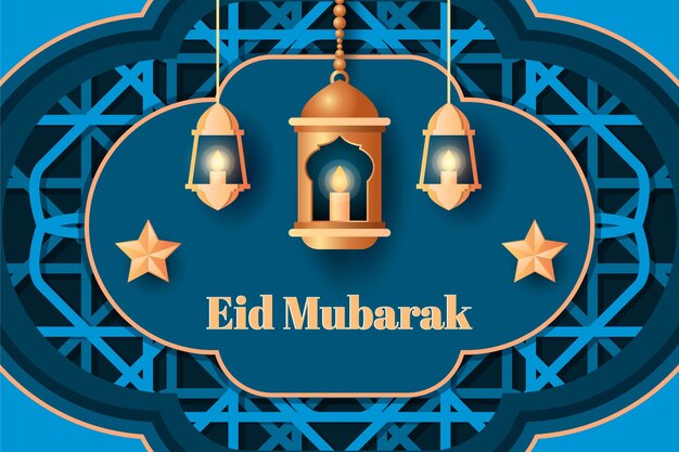 Vector fondo de celebración de eid mubarak con estilo de papel