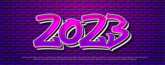 Fondo de celebración de feliz año nuevo 2023 con estilo graffiti