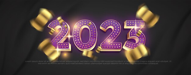 Fondo de celebración de feliz año nuevo 2023 con números de neón
