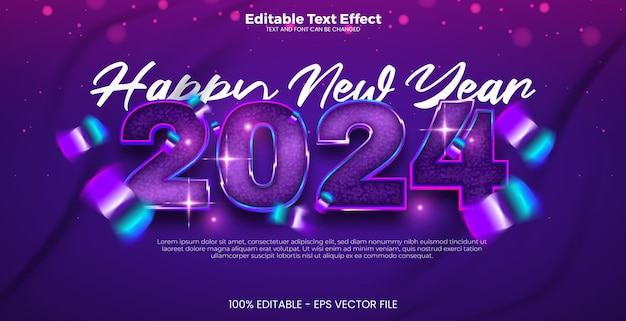 Fondo de celebración de feliz año nuevo 2024 con números de neón