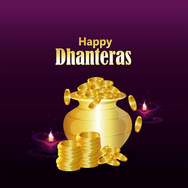 Fondo de celebración de festival indio feliz dhanteras