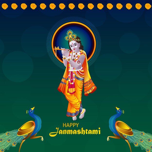 Fondo de celebración de festival indio feliz krishana janmashtami