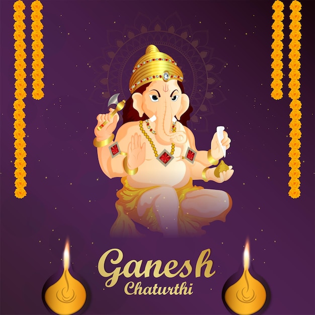 Fondo de celebración de ganesh chaturthi con ilustración