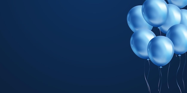 Fondo de celebración con globos azules bellamente arreglados, diseño de ilustraciones 3dvector