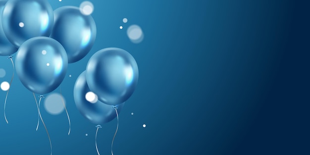 Fondo de celebración con globos azules bellamente arreglados, diseño de ilustraciones 3DVector