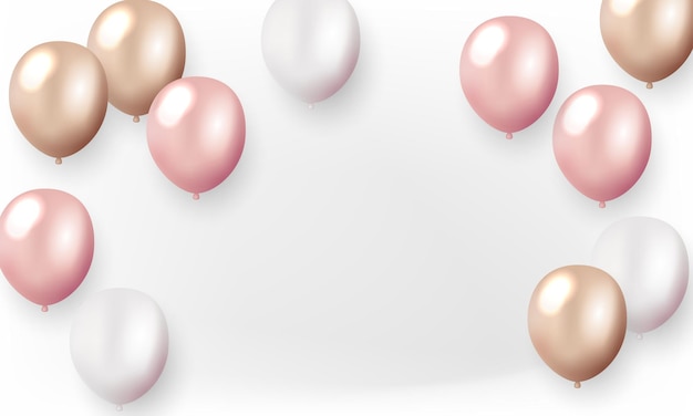 Fondo de celebración con globos elegantes Hermosa ilustración de vector de diseño 3D