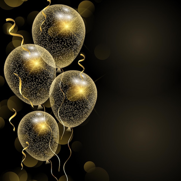 El fondo de la celebración con globos de oro brillantes