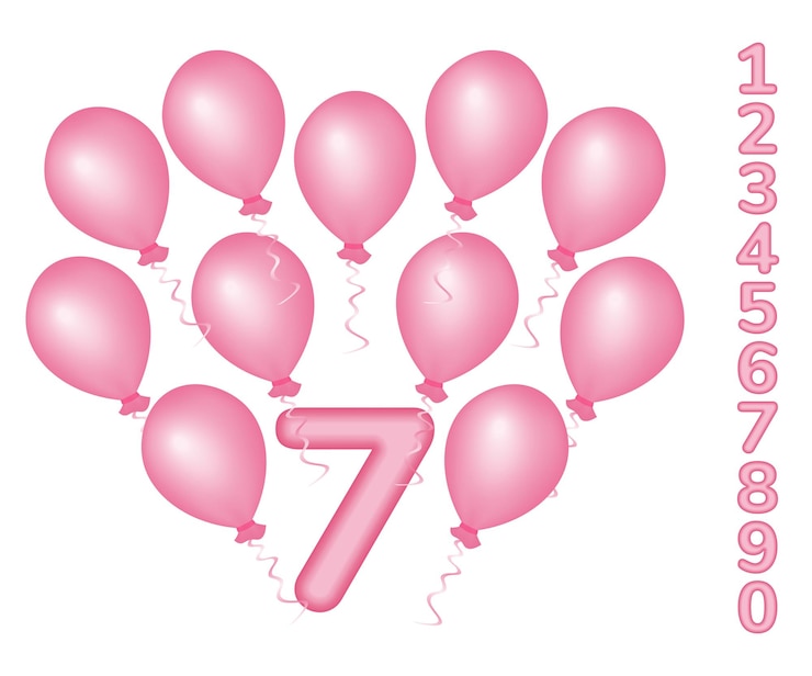 Vector fondo de celebración con globos rosados voladores con número y texto feliz cumpleaños