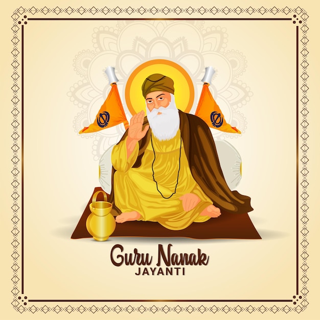 Fondo de celebración de guru nanak jayanti con ilustración vectorial