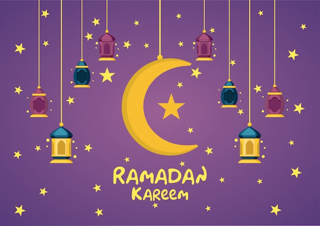Fondo de celebración de Ramadán Kareem con la linterna árabe de Fanoos