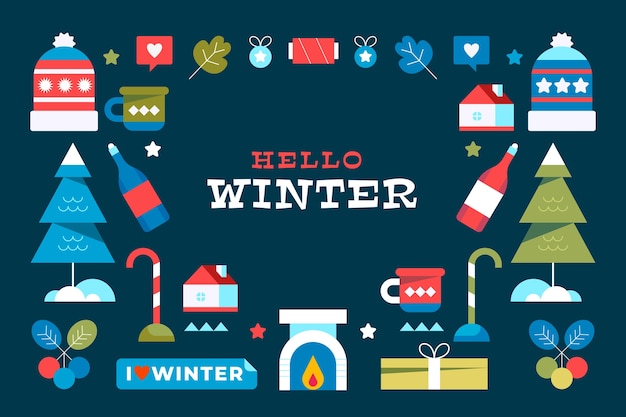 Fondo de celebración de la temporada de invierno plano