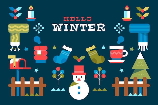 Fondo de celebración de la temporada de invierno plano