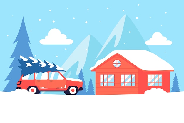 Fondo de celebración de la temporada de invierno plano