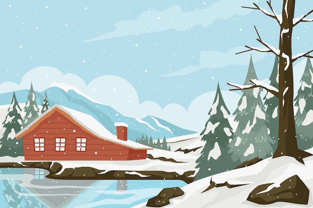 Fondo de celebración de la temporada de invierno plano