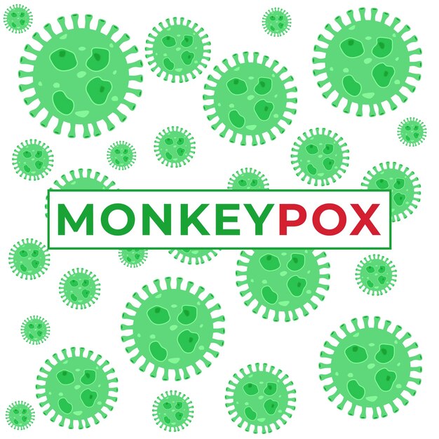 Fondo de células del virus de la viruela mono Mpox en la ilustración roja del virus Mpox