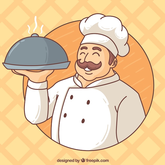 Vector fondo de chef dibujado a mano