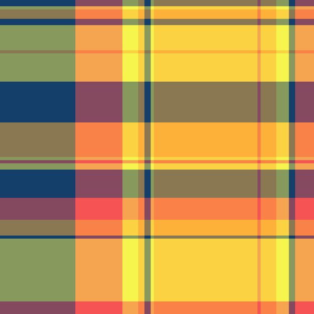 Fondo de chequeo horizontal adorno navideño sin costuras textura de tartan a cuadros tela textil vectorial de patrón geométrico en colores ámbar y amarillo