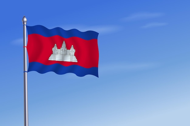 Fondo de cielo azul del día de la independencia de la bandera de camboya