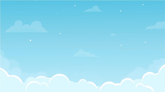 Fondo de cielo azul paisaje diseño de dibujos animados de cielo 2d en nubes esponjosas