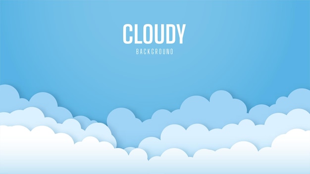Fondo de cielo brillante con nubes. Hermoso y simple diseño de vector de cielo azul