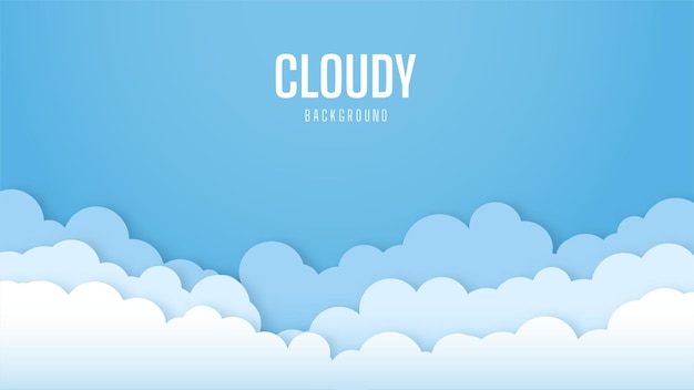 Fondo de cielo brillante con nubes. hermoso y simple diseño de vector de cielo azul