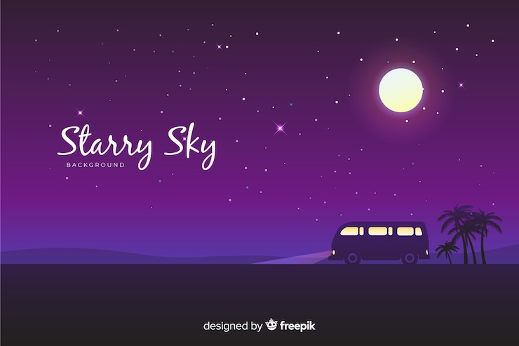 Vector fondo de cielo de noche estrellado melancólico