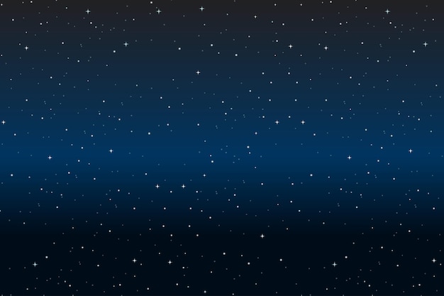 Vector fondo de cielo nocturno azul oscuro con estrellas del espacio del universo.