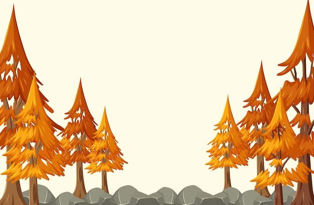 Fondo de cielo vacío con muchos pinos en la temporada de otoño