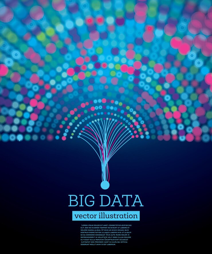 Vector fondo de ciencia futurista de big data con espacio de copia. ilustración vectorial. círculos en diferentes colores.