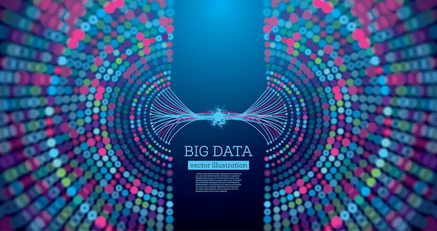 Fondo de ciencia futurista de Big Data con espacio de copia. Ilustración vectorial. Círculos en diferentes colores.