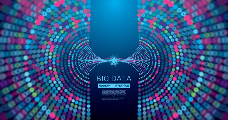 Vector fondo de ciencia futurista de big data con espacio de copia. ilustración vectorial. círculos en diferentes colores.