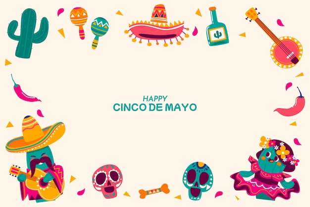 Fondo cinco de mayo dibujado a mano