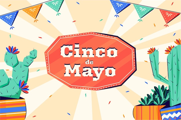 Vector fondo de cinco de mayo en diseño plano