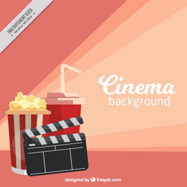 Fondo de cine plano con claqueta y palomitas