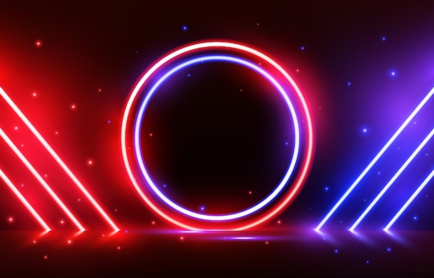 Fondo del círculo de luces de neón