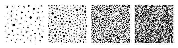 Fondo de círculos delineados y rellenos en negro Patrones sin fisuras Conjunto de fondo repetible simple vectorial Fondos de pantalla minimalistas