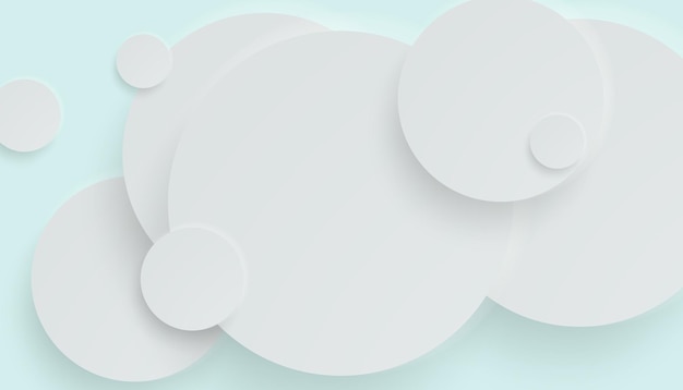 Fondo de círculos superpuestos en blanco y gris abstracto Banner de círculo de papel 3D con sombras paralelas