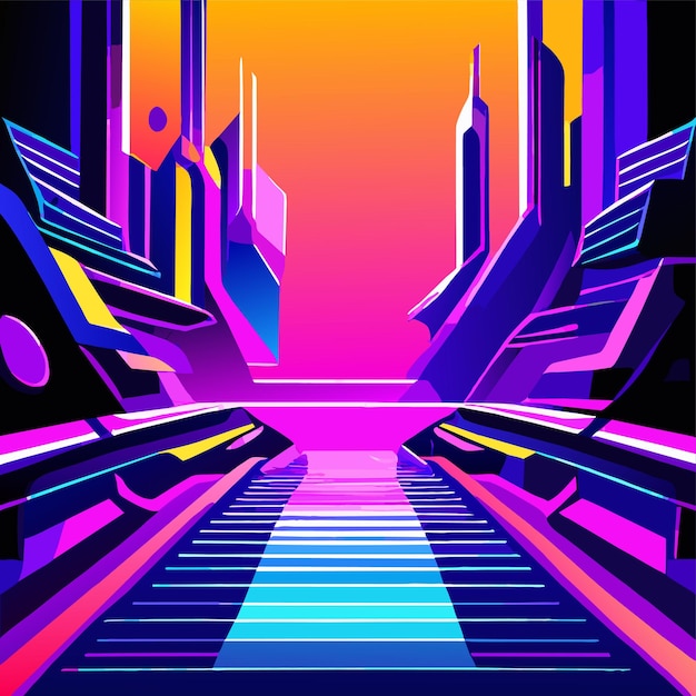 Vector fondo de la ciudad nocturna futurista plana